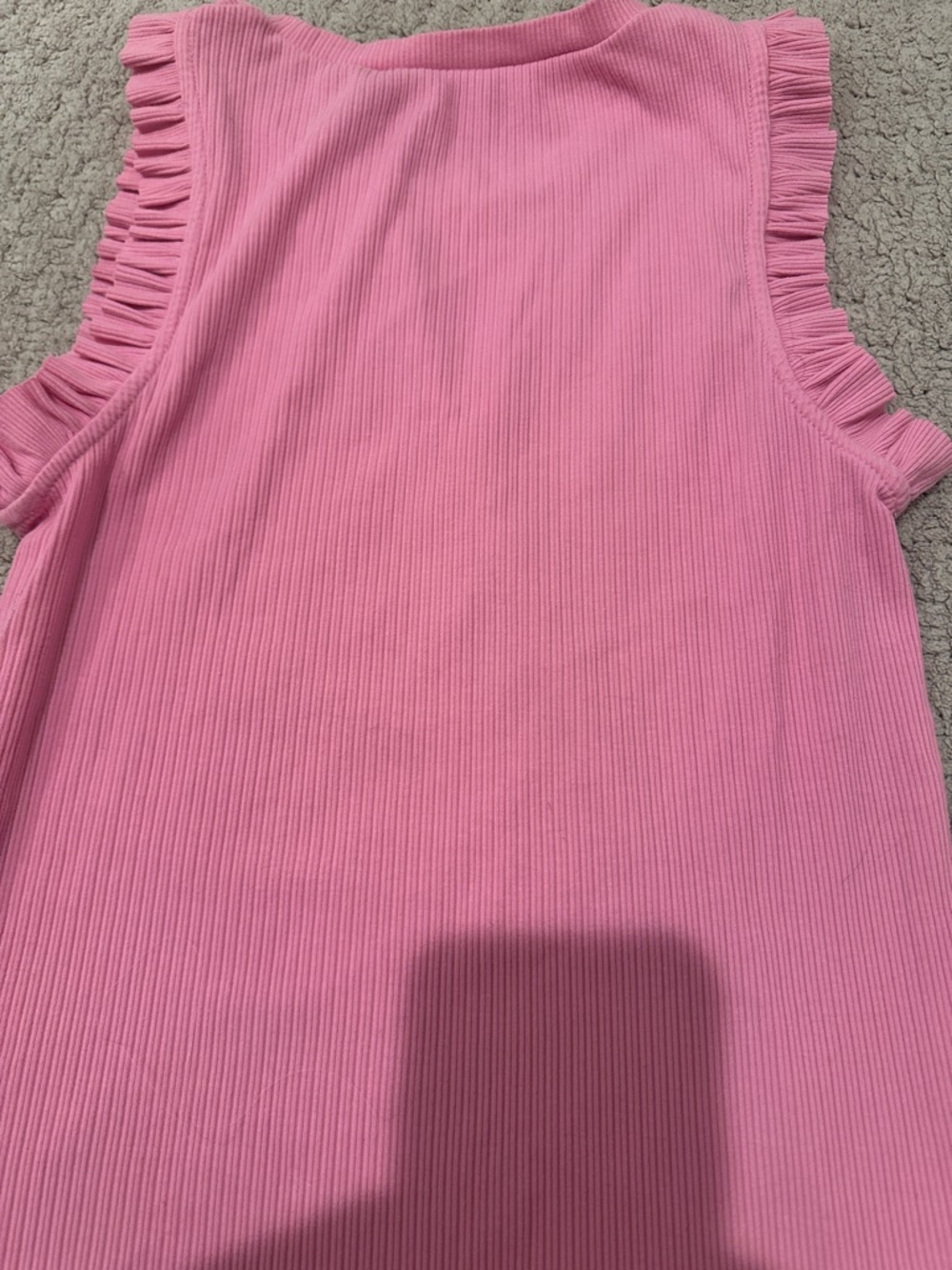 J. Crew Pink Ribbed Ruffle-Trim Tank - Picture 4 of 4